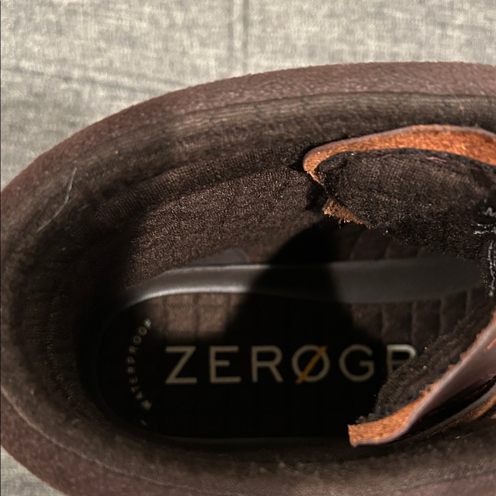 Men's ZERØGRAND Waterproof Hiking Boots Brown Leather - Picture 3 of 5
